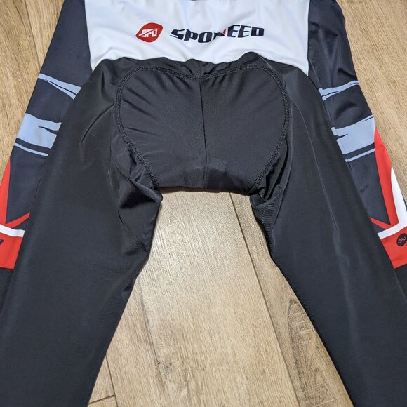 Sponeed Men's Sz L Large Compression Cycling Padded Bottom Pants Black Red - Picture 9 of 11
